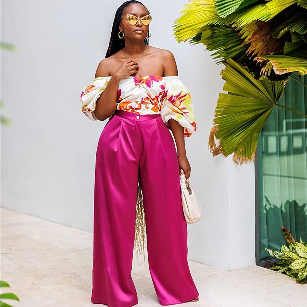 @tenickab The Drop Orchid Wide Leg Satin Pant